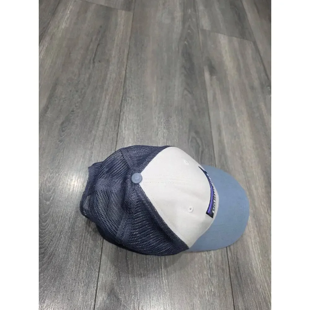 Patagonia P-6 Logo Trucker Hat Mens One Size White Blue Mesh Adjustable A009937